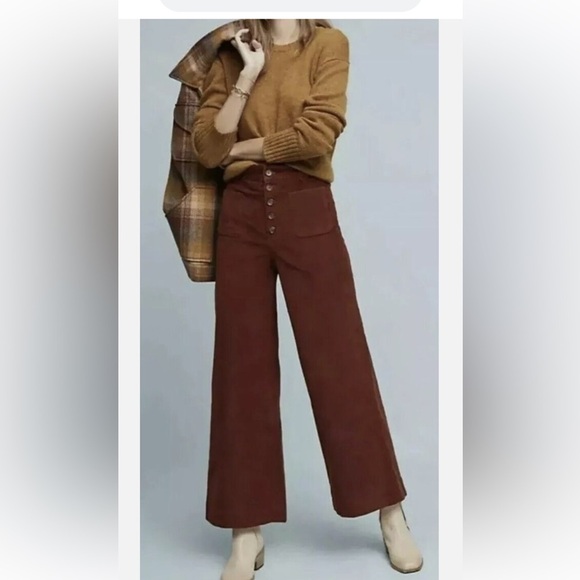 Frye Denim - Frye Ilana Ultra High-Rise Corduroy
Wide-Leg Cropped Jeans Sz30 Dark
Orange